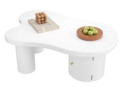 Mesa de centro assimétrica - 100 x 60 x 37 cm - com armazenamento - elegante e robusta - MDF - branca