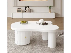 Mesa de centro assimétrica - 100 x 60 x 37 cm - com armazenamento - elegante e robusta - MDF - branca