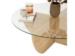 Mesa de centro AYSUN em vidro temperado - Natural, transparente e cristalino.