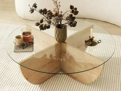 Mesa de centro AYSUN em vidro temperado - Natural, transparente e cristalino.