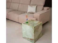 Mesa de centro bloco de mármore em ônix verde claro