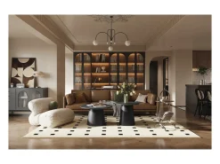 Mesa de Centro BOKOR – Cor marrom escuro – Mesa de centro redonda 60x60 cm – MDF – Design moderno e compacto