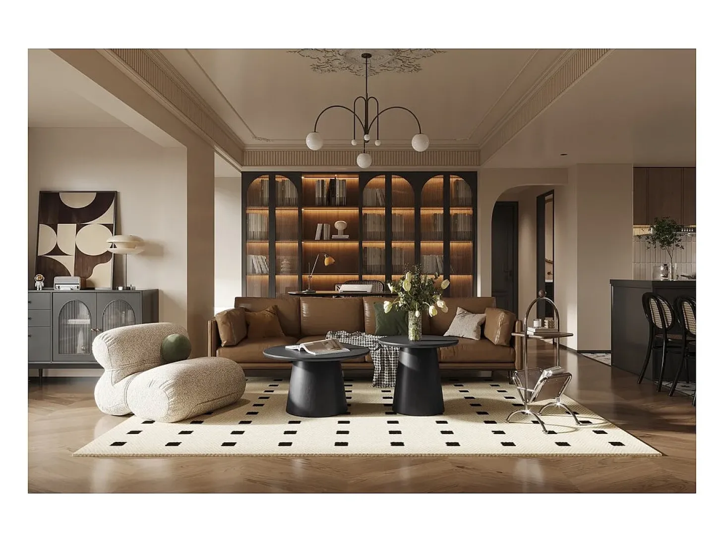 Mesa de Centro BOKOR – Cor marrom escuro – Mesa de centro redonda 60x60 cm – MDF – Design moderno e compacto