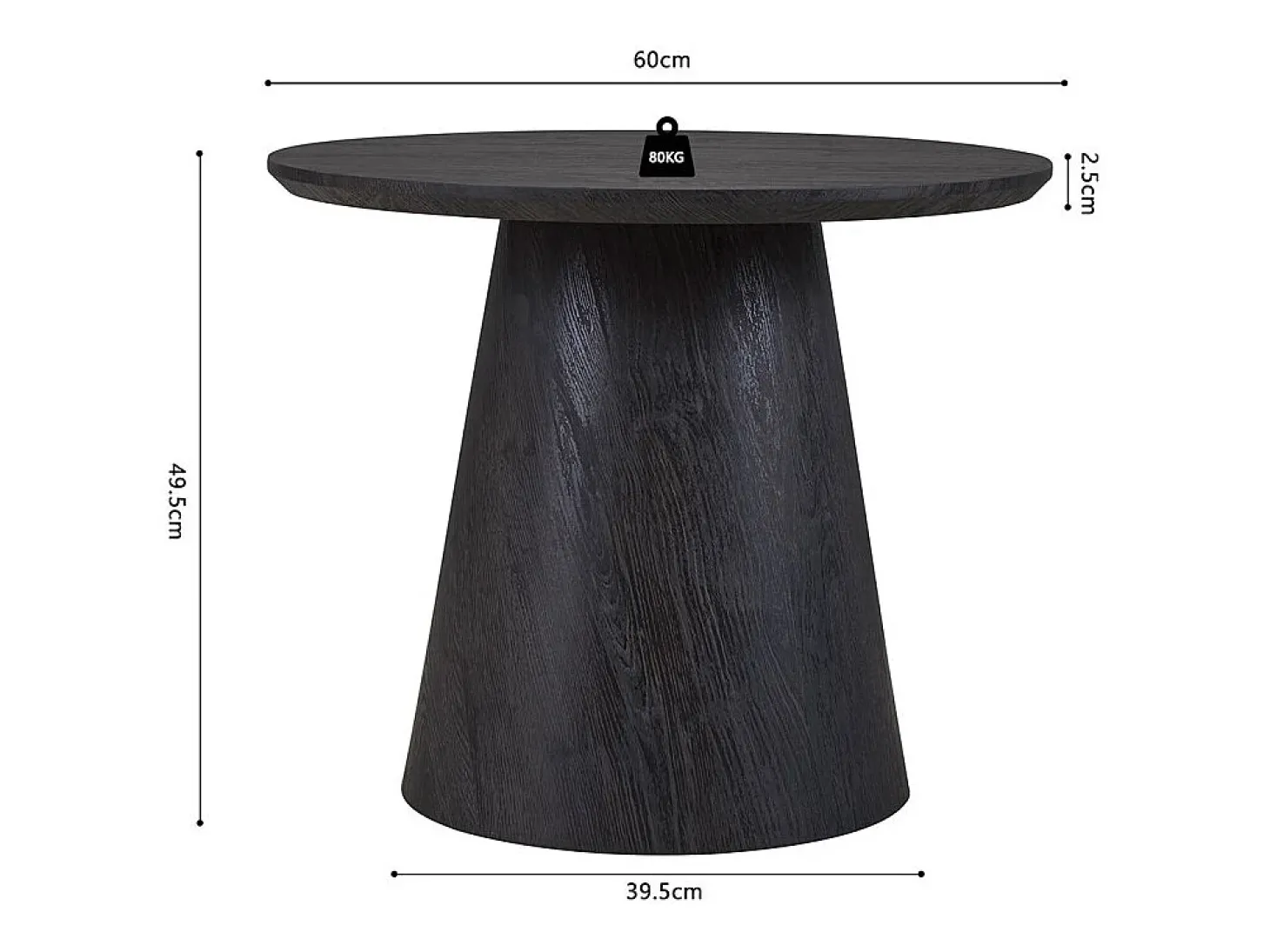 Mesa de Centro BOKOR – Cor marrom escuro – Mesa de centro redonda 60x60 cm – MDF – Design moderno e compacto