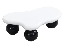 Mesa de centro branca - Mesa de centro com iluminação LED e pés redondos pretos - design em forma de nuvem - para sala de estar e quarto de criança