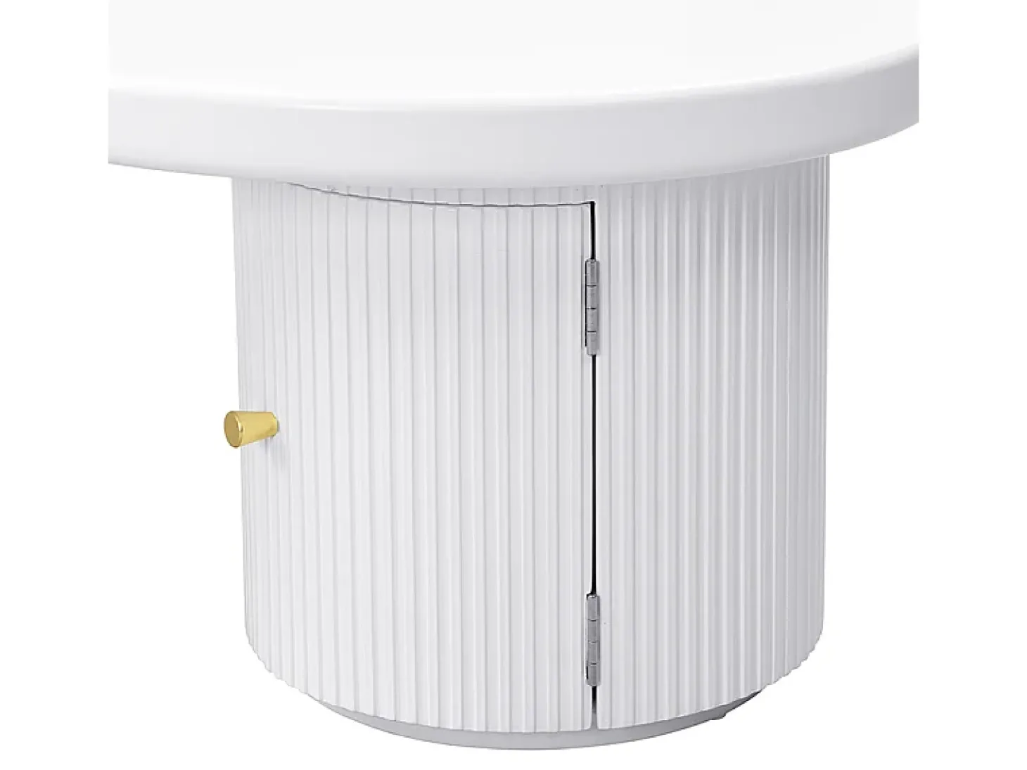 Mesa de centro branca com porta, design assimétrico, MDF