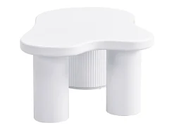 Mesa de centro branca com porta, design assimétrico, MDF
