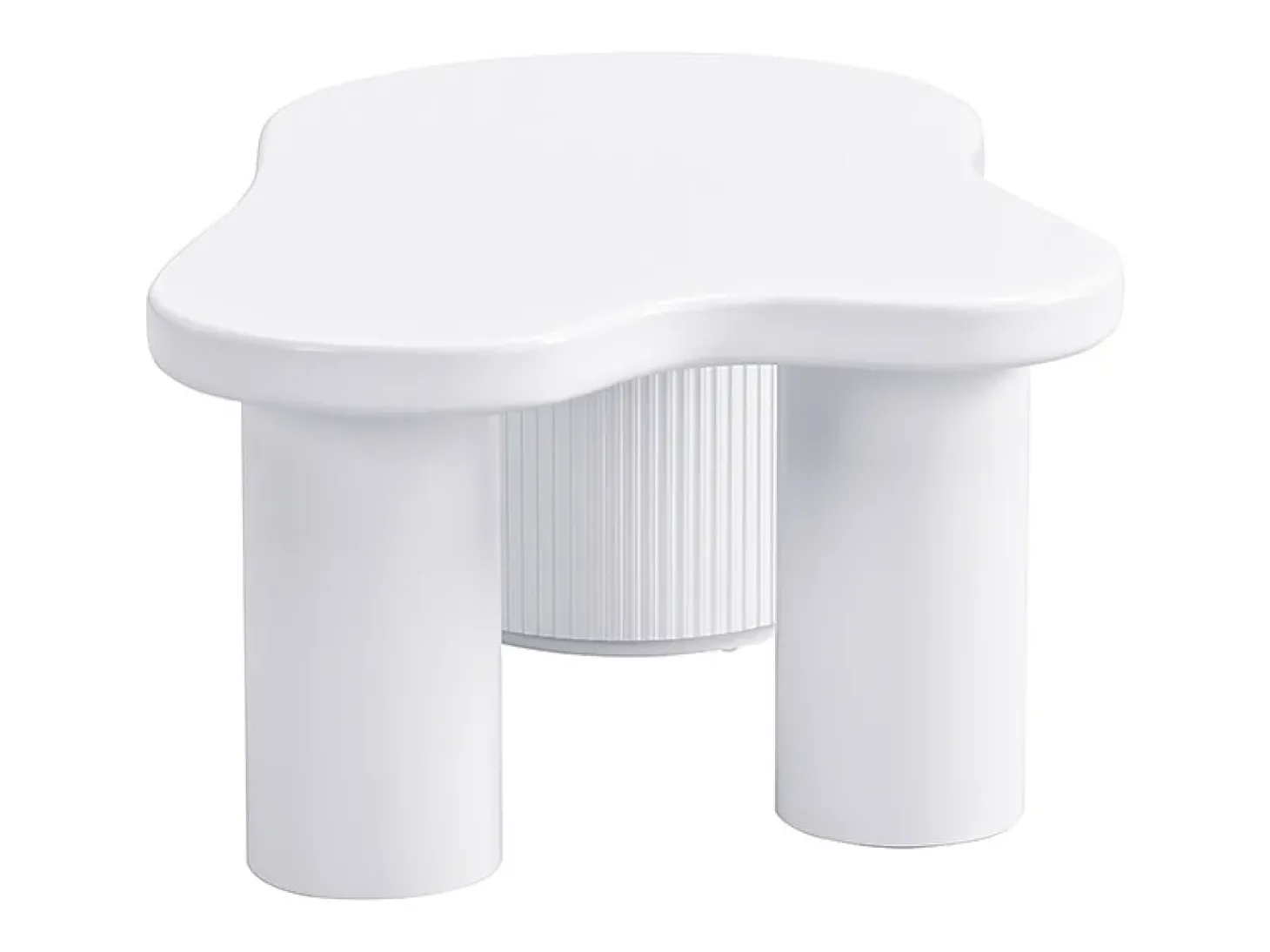 Mesa de centro branca com porta, design assimétrico, MDF
