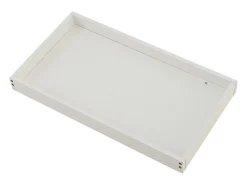Mesa de centro branca com 2 gavetas, iluminação LED e tampo amovível 90x45x35,5cm