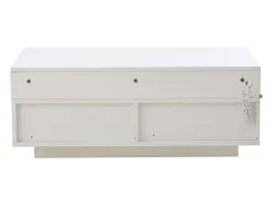 Mesa de centro branca com 2 gavetas, iluminação LED e tampo amovível 90x45x35,5cm