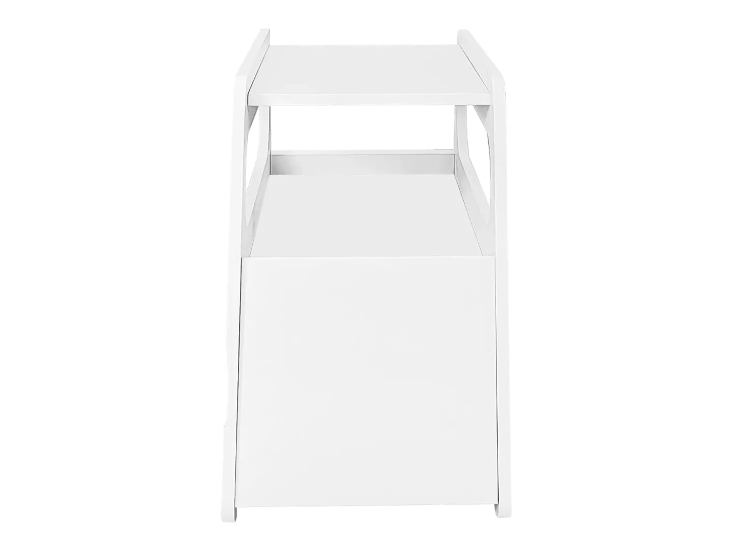 Mesa de centro branca com rodas e arrumação, design redondo 81x33x51,5cm