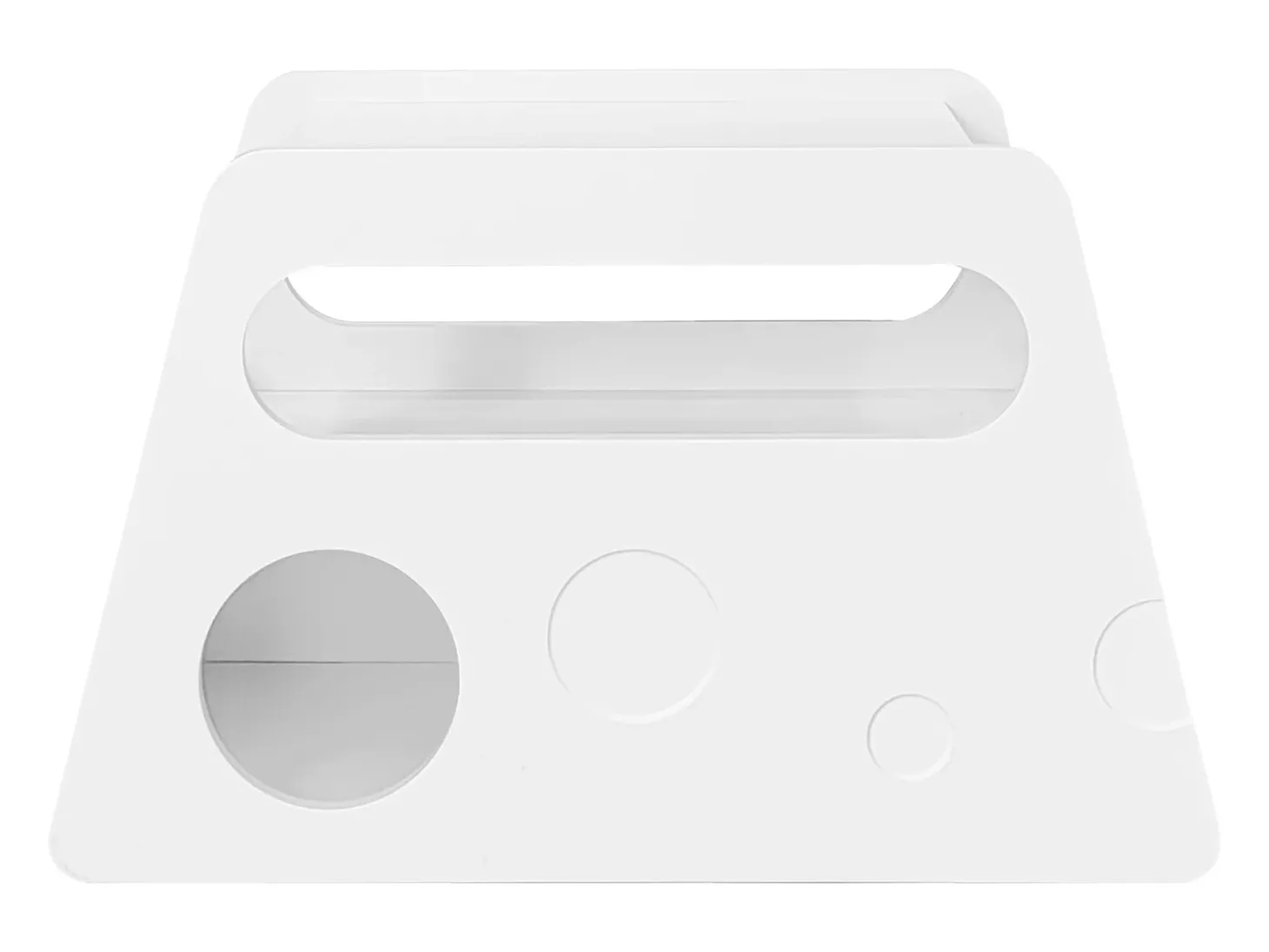 Mesa de centro branca com rodas e arrumação, design redondo 81x33x51,5cm