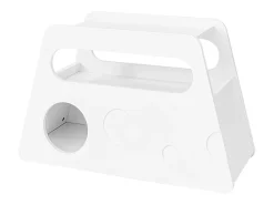 Mesa de centro branca com rodas e arrumação, design redondo 81x33x51,5cm