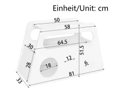Mesa de centro branca com rodas e arrumação, design redondo 81x33x51,5cm