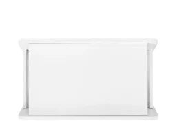 Mesa de centro branca com rodas e arrumação, design redondo 81x33x51,5cm