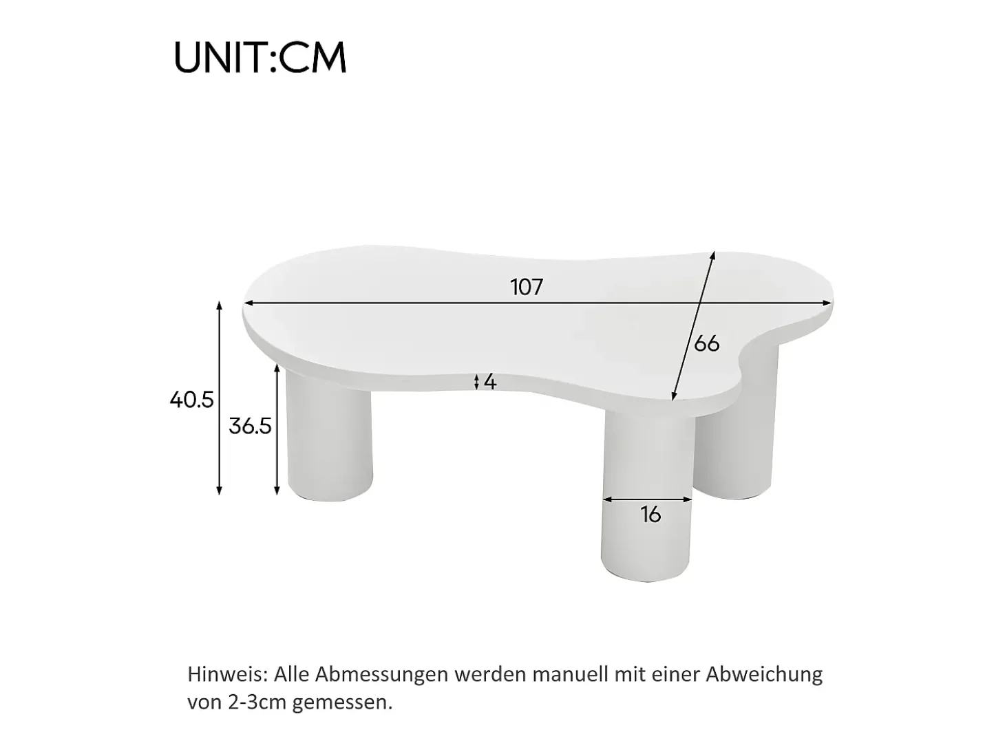 Mesa de centro branca em forma de nuvem - MDF e PVC