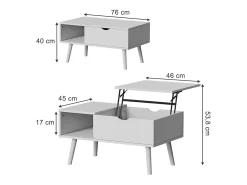 Mesa de centro branco 76x45x40 stora