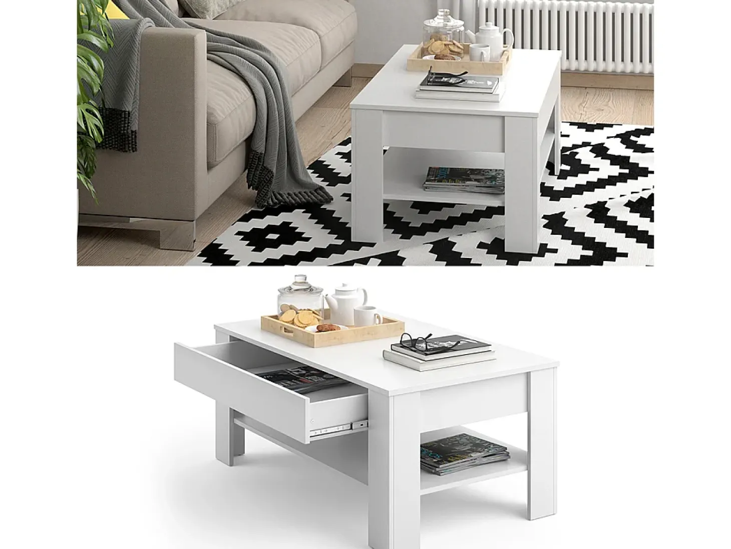 Mesa de centro branco 92.2x65x48 milan