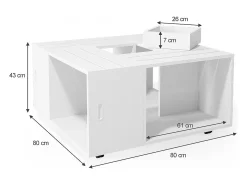Mesa de centro branco 80x80x43 anton