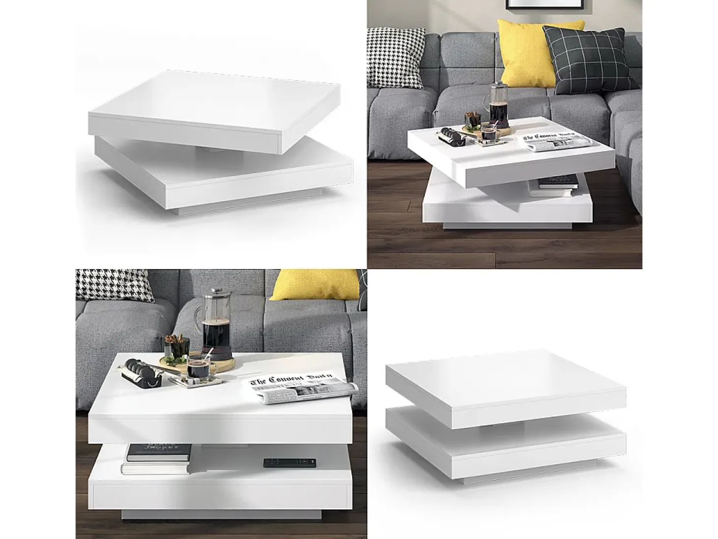 Mesa de centro branco 70x70x34 elias
