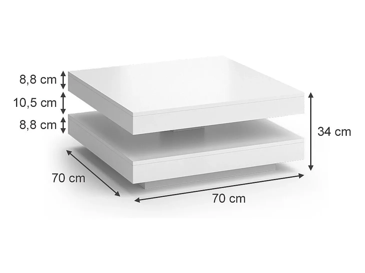 Mesa de centro branco 70x70x34 elias