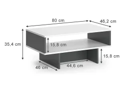 Mesa de centro branco/antracite 80x46.2x35.4 josef