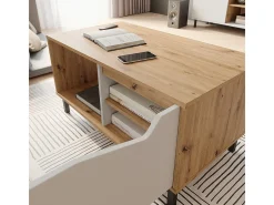 Mesa de centro branco/artesanal 90x50x47 marelle