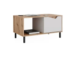 Mesa de centro branco/artesanal 90x50x47 marelle