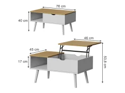 Mesa de centro branco/carvalho 76x45x40 stora