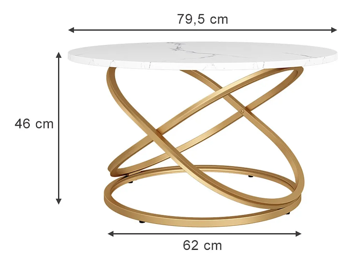 Mesa de centro branco/dourado 79.5x62x46 calgary