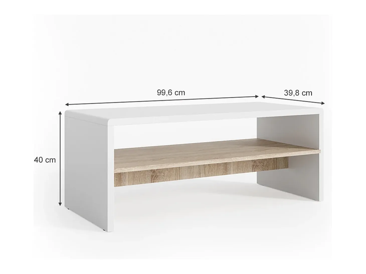 Mesa de centro branco/sonoma 99.6x39.8x40.1