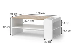 Mesa de centro branco/sonoma 100x55x42 wido