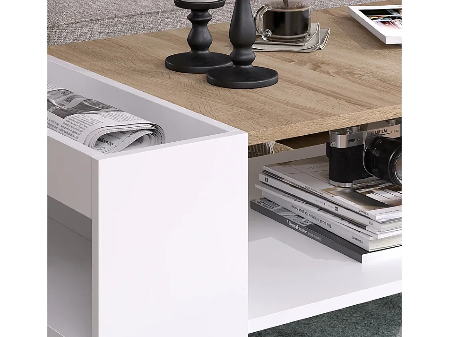 Mesa de centro branco/sonoma 100x55x42 wido