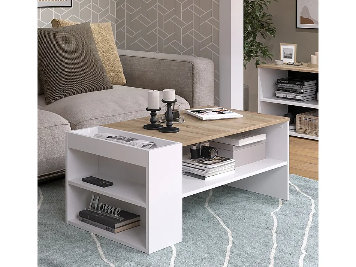 Mesa de centro branco/sonoma 100x55x42 wido