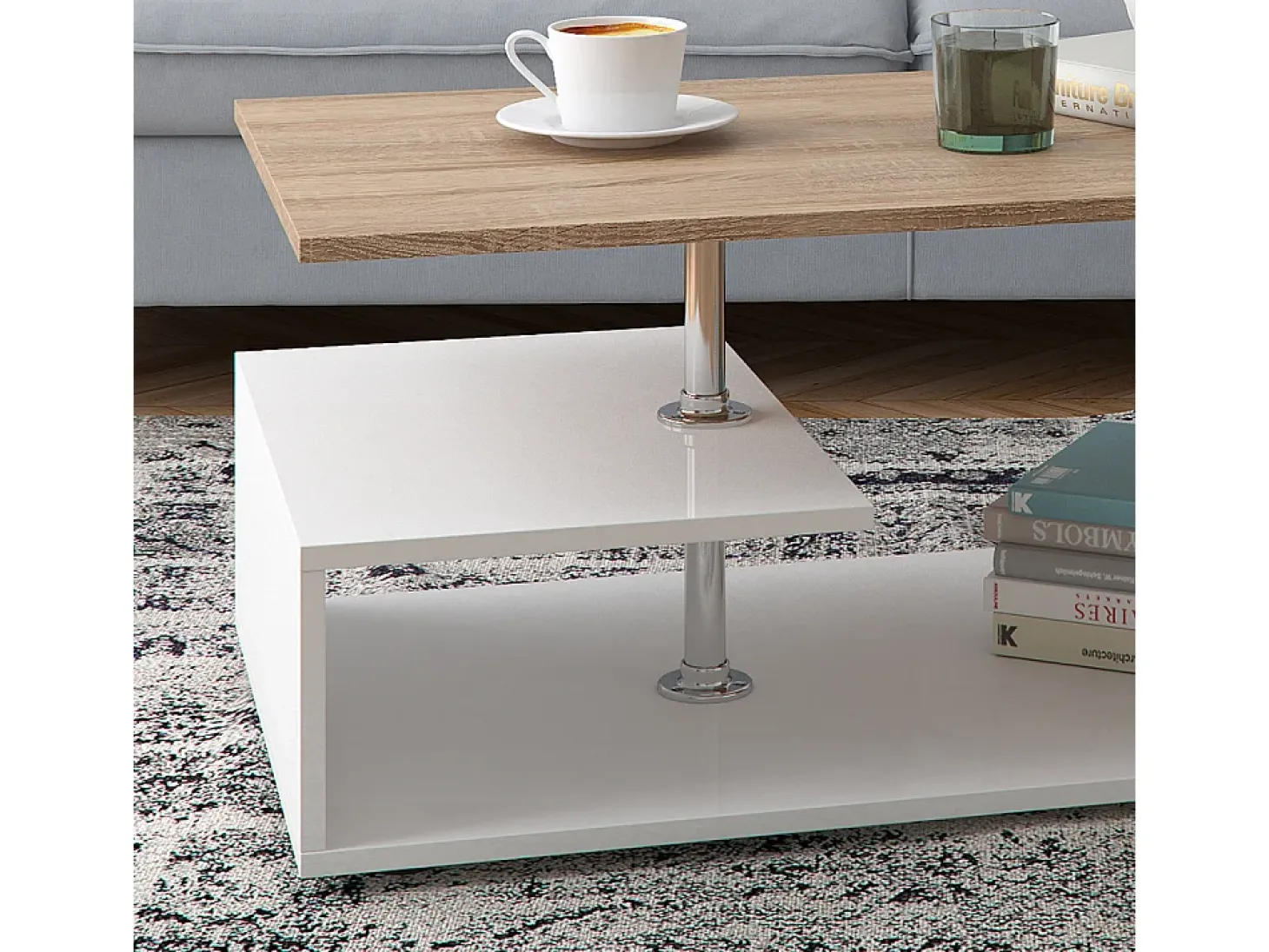 Mesa de centro branco/sonoma 91x52.6x41 guillermo