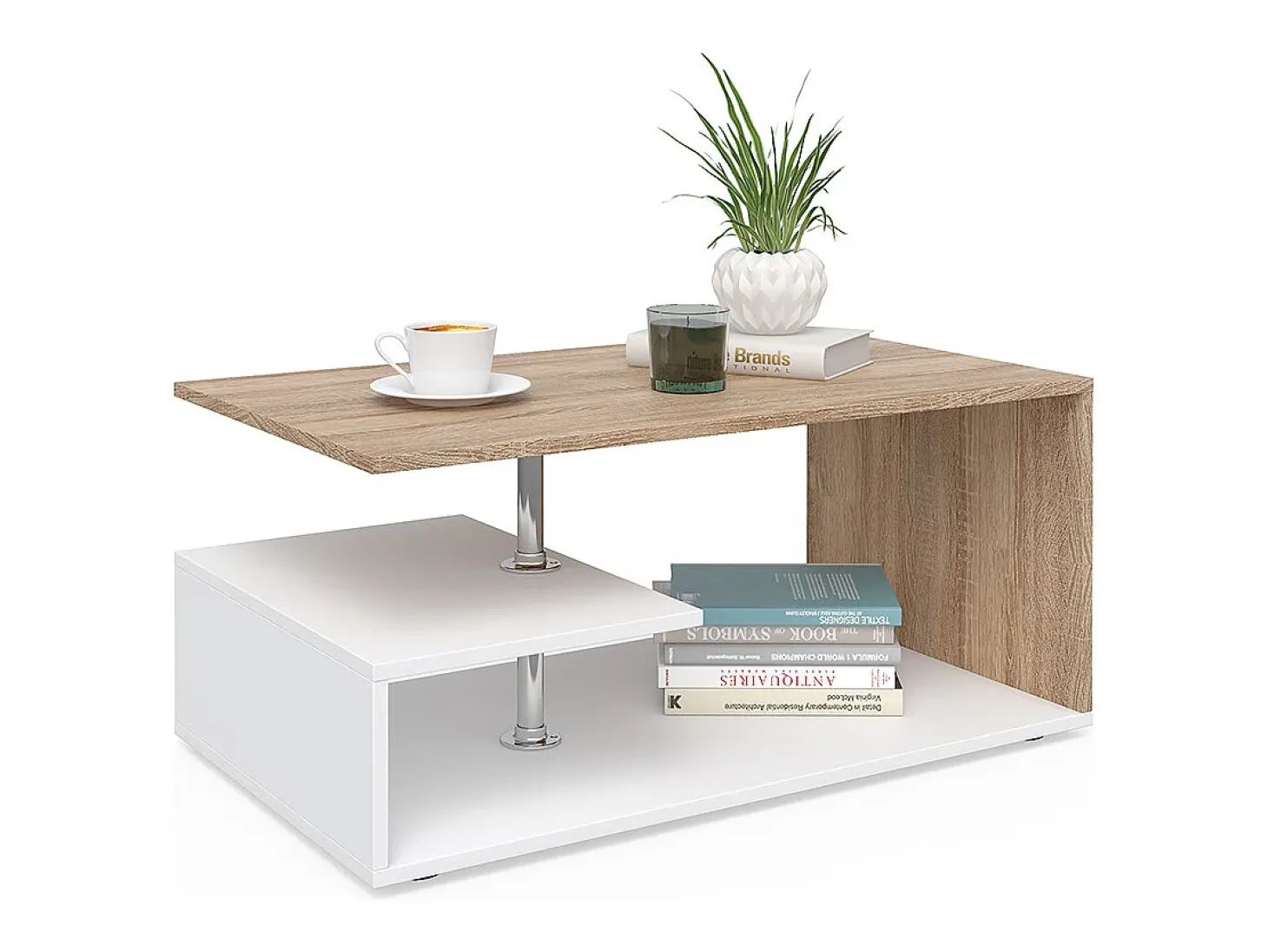 Mesa de centro branco/sonoma 91x52.6x41 guillermo