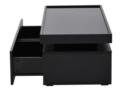 Mesa de centro brilhante 95×45×35 cm - com iluminação LED - com 2 gavetas - Painel de partículas - Preto