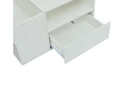 Mesa de centro brilhante 100x50x40 cm - con 1 gaveta e compartimentos de armazenamento - con iluminação LED - Painéis de partículas - Branco
