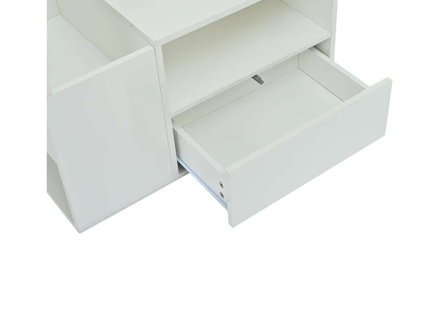 Mesa de centro brilhante 100x50x40 cm - con 1 gaveta e compartimentos de armazenamento - con iluminação LED - Painéis de partículas - Branco