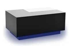 Mesa de centro brilhante - 80 x 50 x 35,5 cm - tampo extensível + 1 gaveta + LEDs - MDF - preto