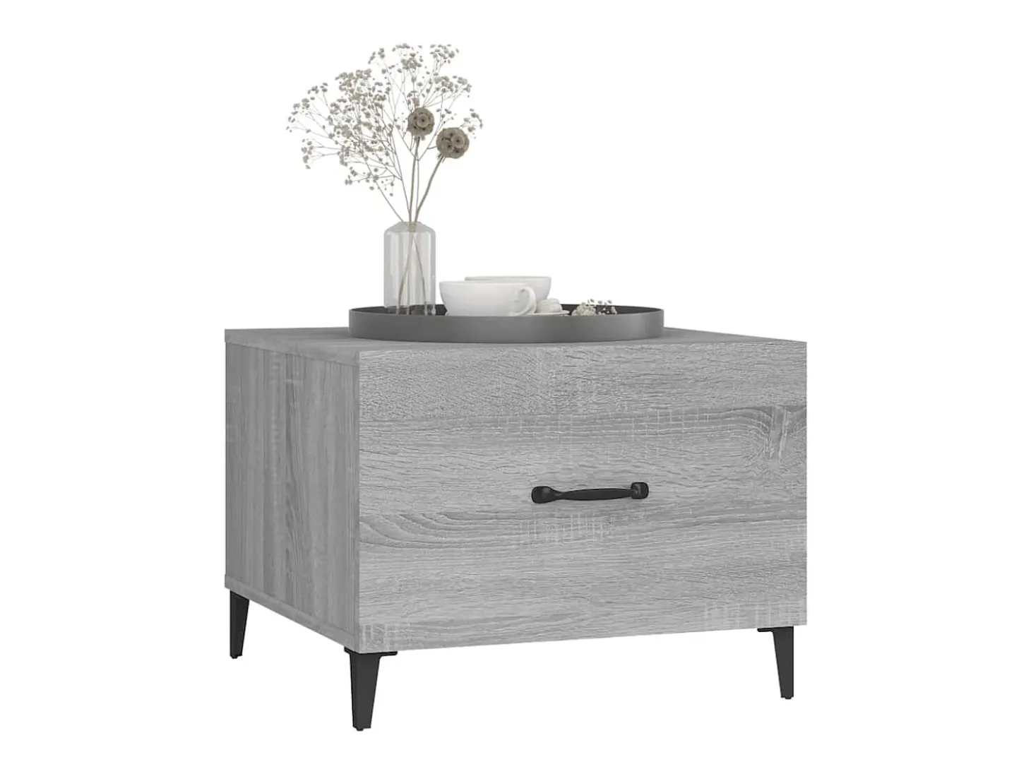 Mesa de centro c/ pernas de metal 50x50x40 cm sonoma cinzento PT203561