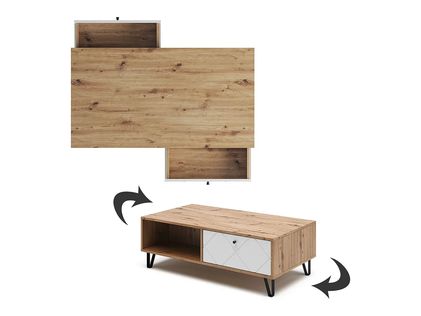 Mesa de centro carvalho artesanal 110x60x37 nizza