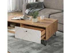 Mesa de centro carvalho artesanal 110x60x37 nizza