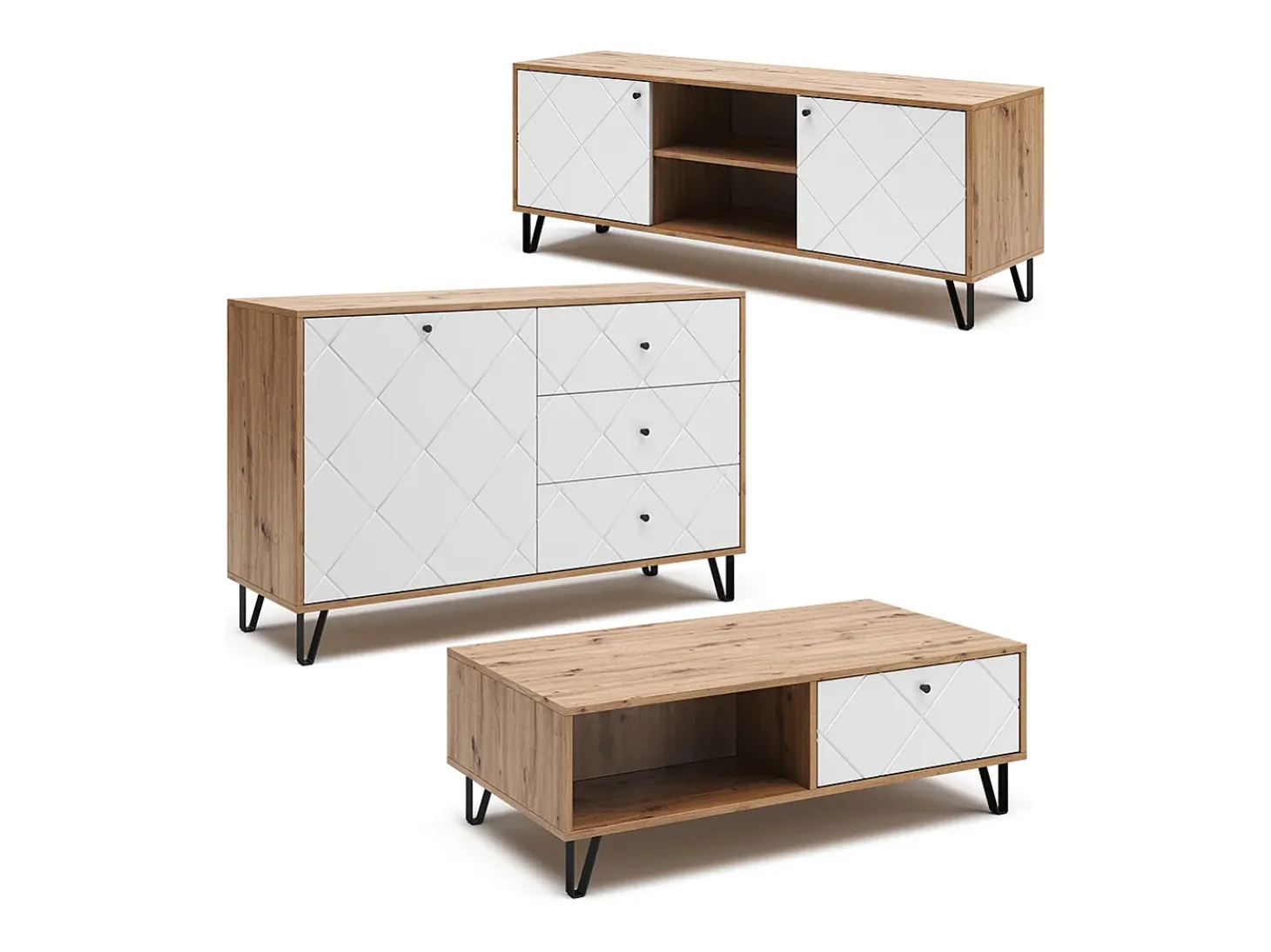 Mesa de centro carvalho artesanal 110x60x37 nizza
