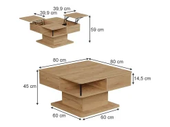Mesa de centro carvalho goldkraft 80x45x80 movira