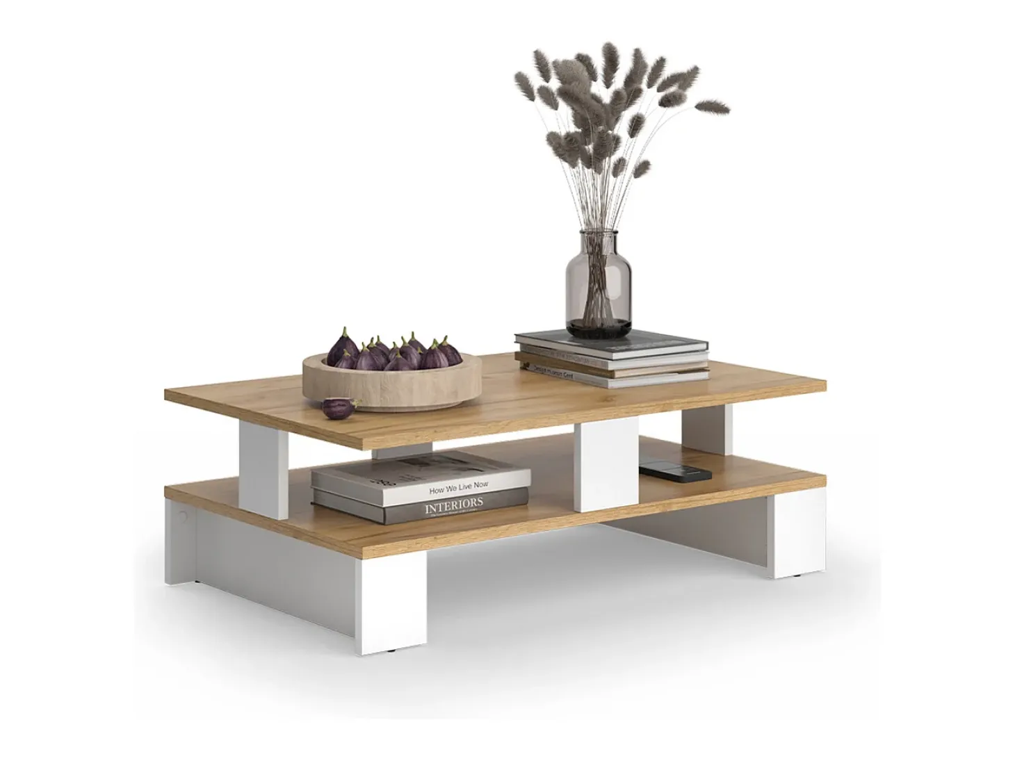 Mesa de centro carvalho goldkraft/branco 80x50x28 belina