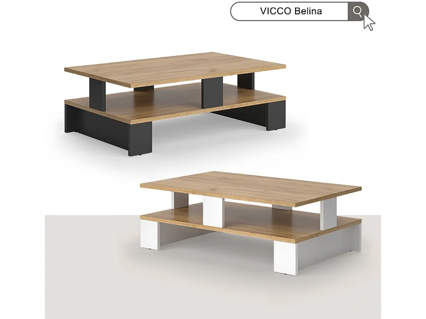Mesa de centro carvalho goldkraft/branco 80x50x28 belina