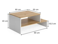 Mesa de centro carvalho goldkraft/branco 90x55x40 amely