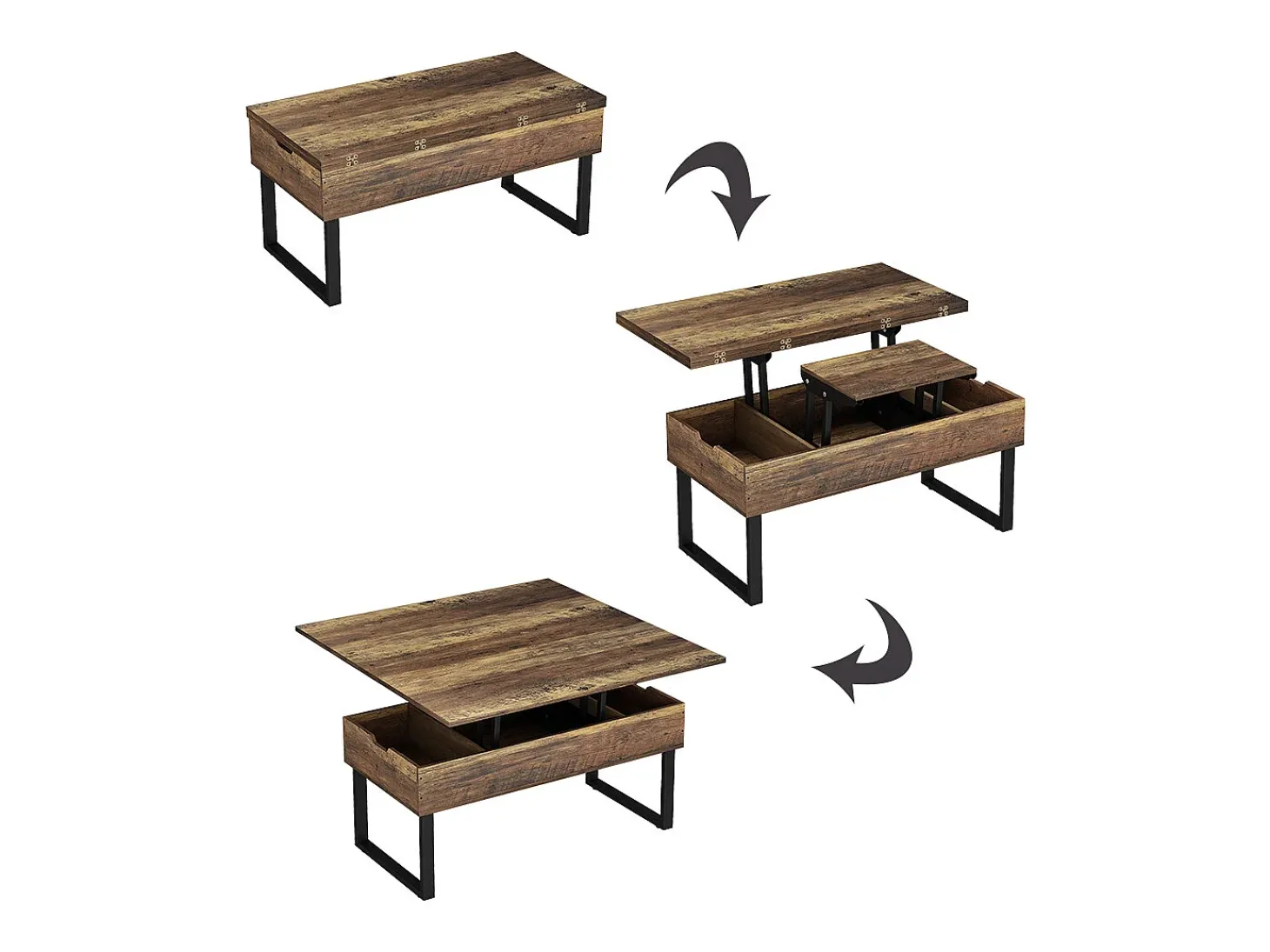 Mesa de centro carvalho rústico 100x50x48.5 lifty