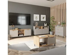 Mesa de centro carvalho verde/artesanato 90x50x47 marelle